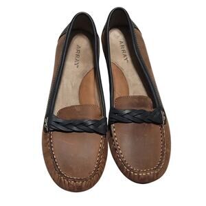 ARRAY Women's Sedona Slip-On Leather Loafer Brown and Black Size 9.5N EUC